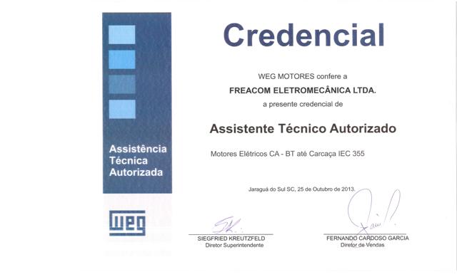 Credenciamento Revenda e Assistência Técnica Autorizada Weg